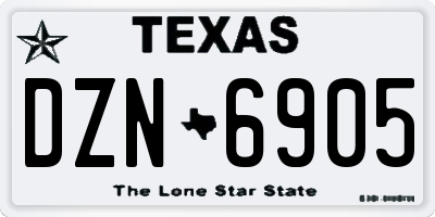 TX license plate DZN6905