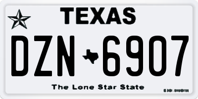 TX license plate DZN6907