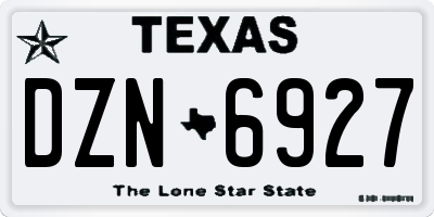 TX license plate DZN6927