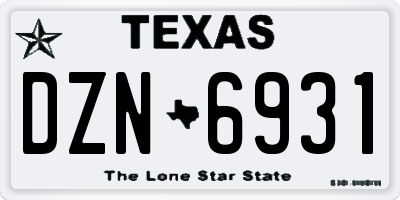 TX license plate DZN6931