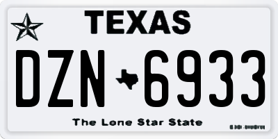 TX license plate DZN6933