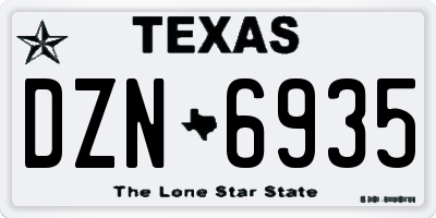TX license plate DZN6935