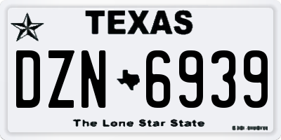 TX license plate DZN6939