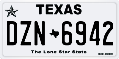 TX license plate DZN6942