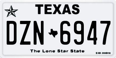 TX license plate DZN6947