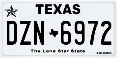 TX license plate DZN6972