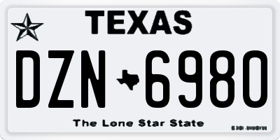 TX license plate DZN6980