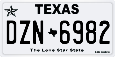 TX license plate DZN6982