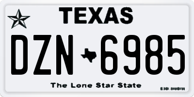 TX license plate DZN6985