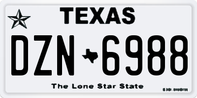 TX license plate DZN6988