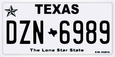 TX license plate DZN6989