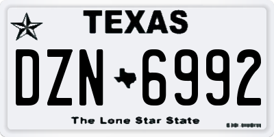 TX license plate DZN6992