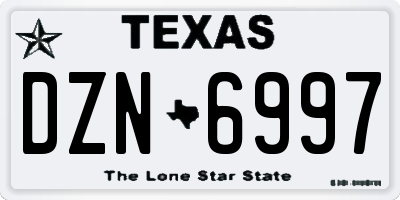 TX license plate DZN6997