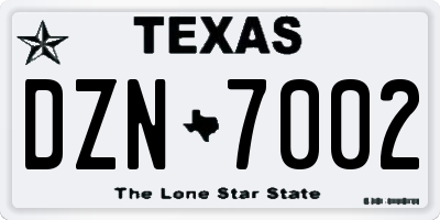 TX license plate DZN7002