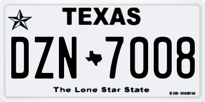 TX license plate DZN7008