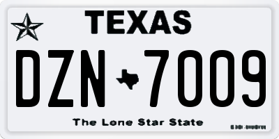 TX license plate DZN7009