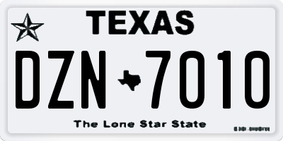 TX license plate DZN7010