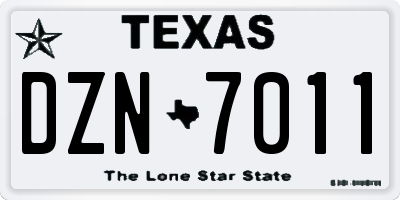 TX license plate DZN7011