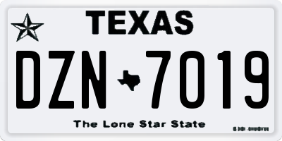 TX license plate DZN7019