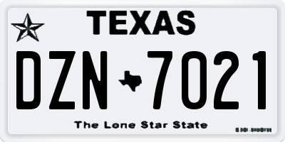 TX license plate DZN7021