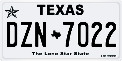 TX license plate DZN7022