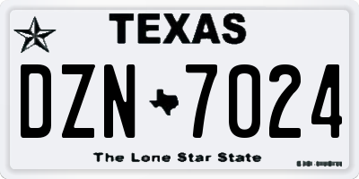 TX license plate DZN7024