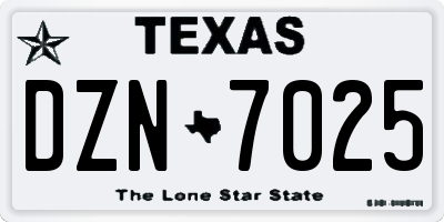 TX license plate DZN7025