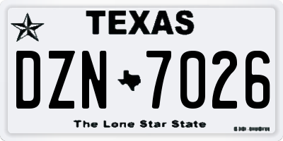 TX license plate DZN7026