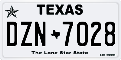 TX license plate DZN7028