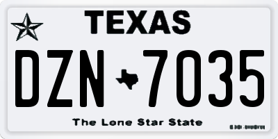 TX license plate DZN7035