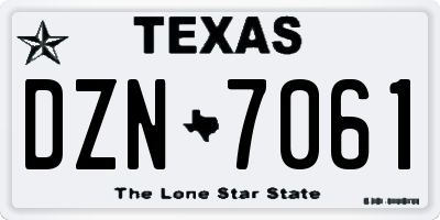 TX license plate DZN7061