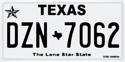 TX license plate DZN7062