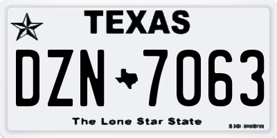 TX license plate DZN7063
