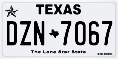 TX license plate DZN7067