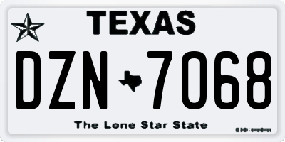 TX license plate DZN7068