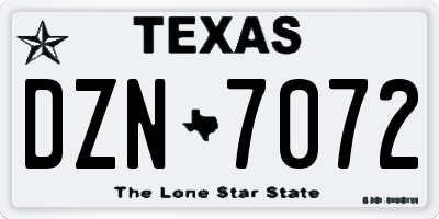 TX license plate DZN7072
