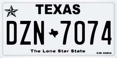 TX license plate DZN7074