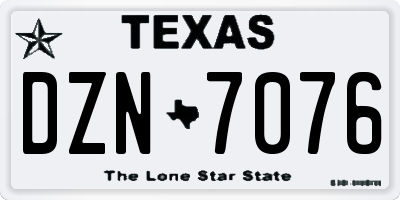 TX license plate DZN7076