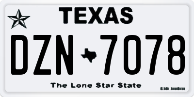 TX license plate DZN7078