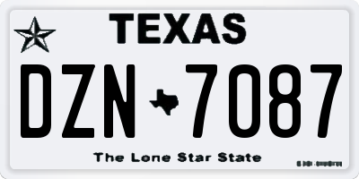 TX license plate DZN7087