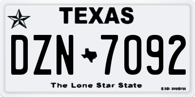 TX license plate DZN7092