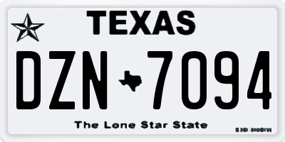 TX license plate DZN7094