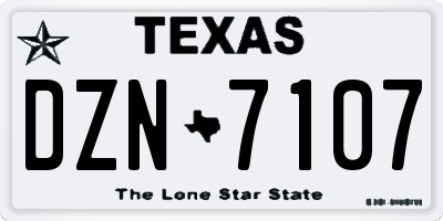 TX license plate DZN7107