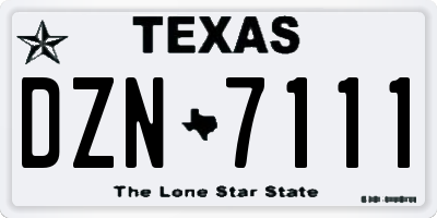 TX license plate DZN7111