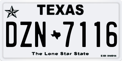 TX license plate DZN7116