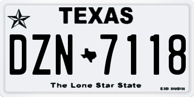 TX license plate DZN7118