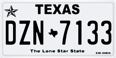 TX license plate DZN7133