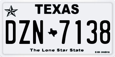 TX license plate DZN7138