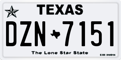 TX license plate DZN7151