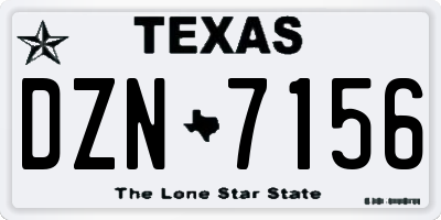 TX license plate DZN7156